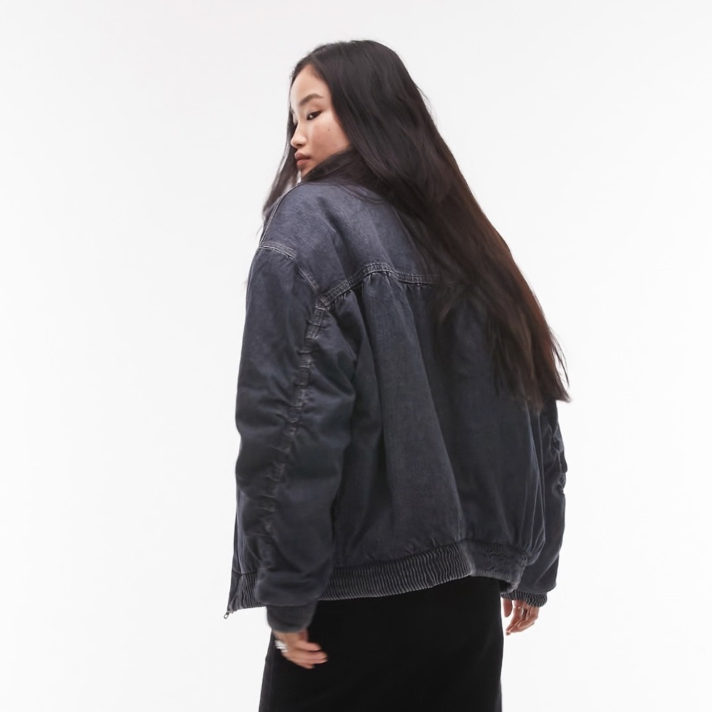 ISO IN SEARCH OF! Topshop Denim and Borg Bomber Jacket - Sz 2 or 4 - Picture 4 of 6